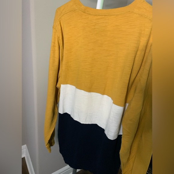 Abercrombie XXL Men’s Long Sleeve Sweater, Yellow/Navy/Cream color, NWOT - Picture 2 of 2